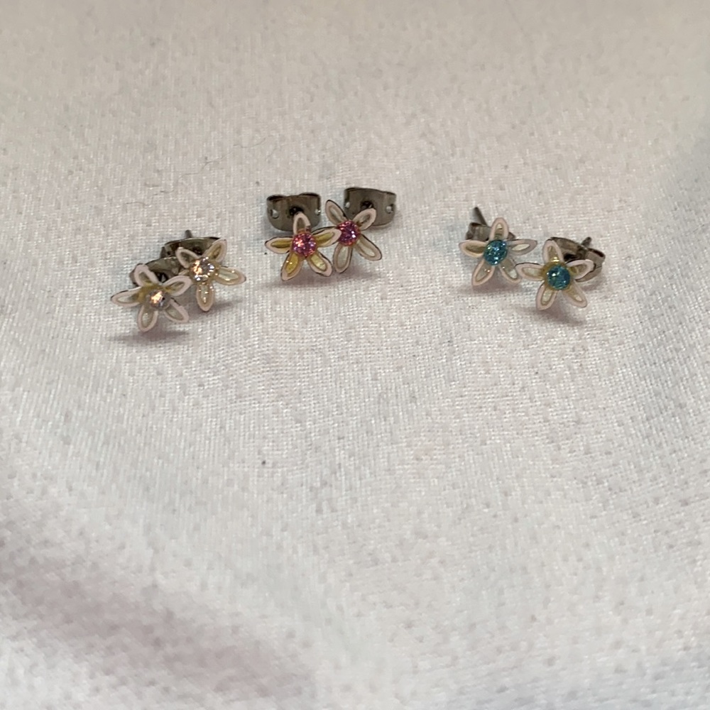 3 Delicate Flower Earrings